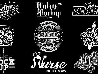 Black & White Typography logo Design artwork branding creative graphic design illustrator logo logomaker signature logo typography logo