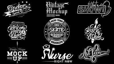 Black & White Typography logo Design artwork branding creative graphic design illustrator logo logomaker signature logo typography logo