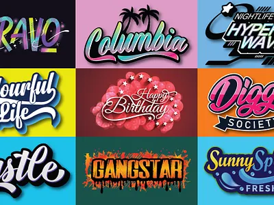 Typography Colourfull Logo design 3d artwork branding business logo company logo creative design graphic design illustration illustrator logo logomaker motion graphics typography logo ui
