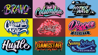 Typography Colourfull Logo design 3d artwork branding business logo company logo creative design graphic design illustration illustrator logo logomaker motion graphics typography logo ui