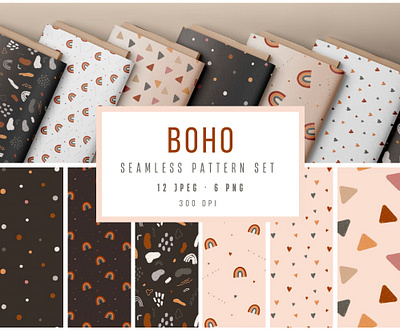 Boho pattern set boho decor digital illustration paper pattern seamless