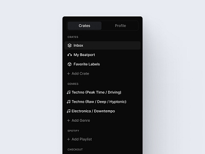 🧩 Sidebar component exploration audio beatport component music music store navigation panel playlist product design saas side bar side panel store tab bar tabs ui ui component ui patterns ux web design