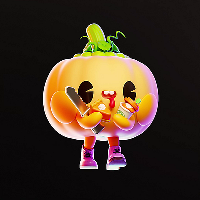 Cannibalistic Pumpkin 3d animation illustration