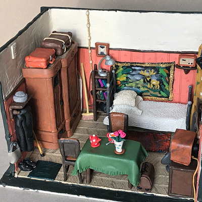 Grandma’s Room, plasticine, cardboard, 25х17.5х15 cm 3d clay installation miniature plasticine plasticineart sculpture