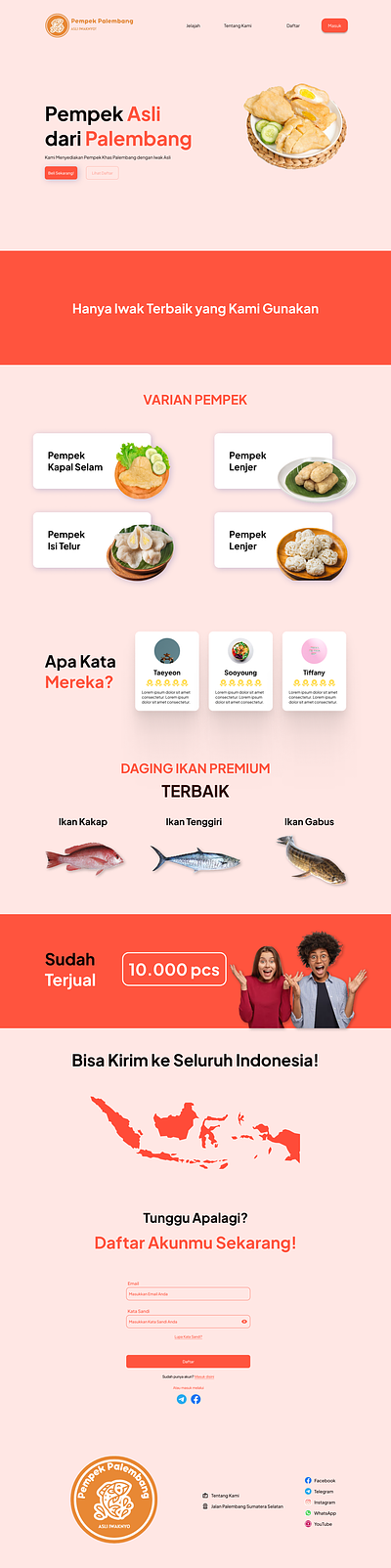 Landing Page - Pempek Palembang #DailyUI design food indonesia indonesian landing page palembang pempek ui ui design uichallenge uidaily uiux uiux designer