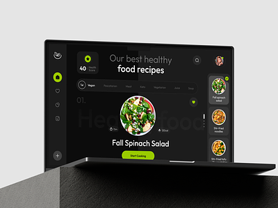 Nutritious Food Recipe appdesign dark mode interaction design interface minimalist mockup product designer recipes responsive trend ui ui design uifood uiux usability user experience ux ux design uxdesign webdesign