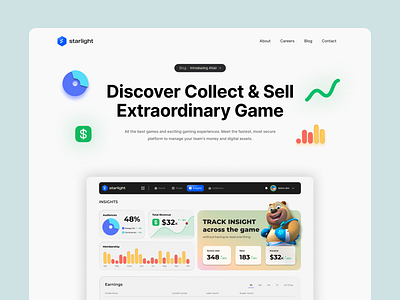 Landing Page - Starlight Website Game Store clean design dashboard design discover game store landing landing page landing page game smoot design ui ui design ui ux designer uiux uiux design ux design