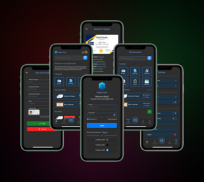 Digital Vault (App UI Design) animation app design app ui design application application design design pocket wallet ued ui ui design ui design uid uiux user experience user experience design user interface user interface design ux wallet