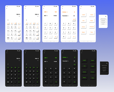 Calculator (Light & Dark) android application design ui ui design uiux user experience user interface ux