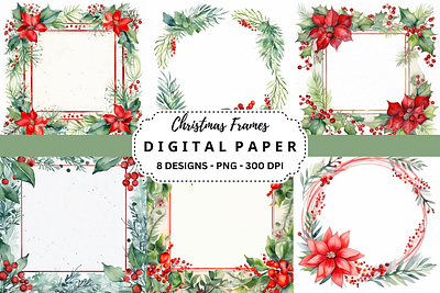 Christmas Frames Watercolor Background tumbler wrap