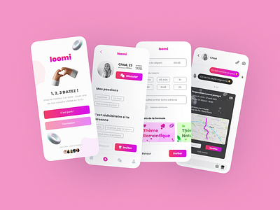 Loomi 3d app branding date love mobile app pink ui ux