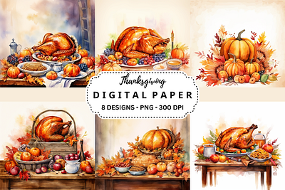 Thanksgiving Watercolor Background tumbler wrap