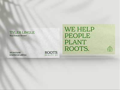 Roots Realty | Business Card brand branding business card business card design business cards business design design logo nature real estate brand realtor brand