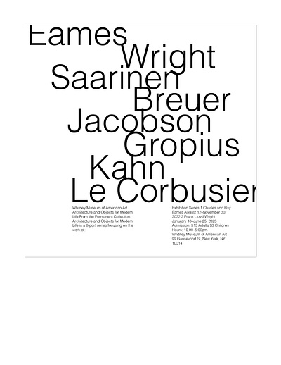 Poster concept for Whitney Museum of American Art graphic design poster typography