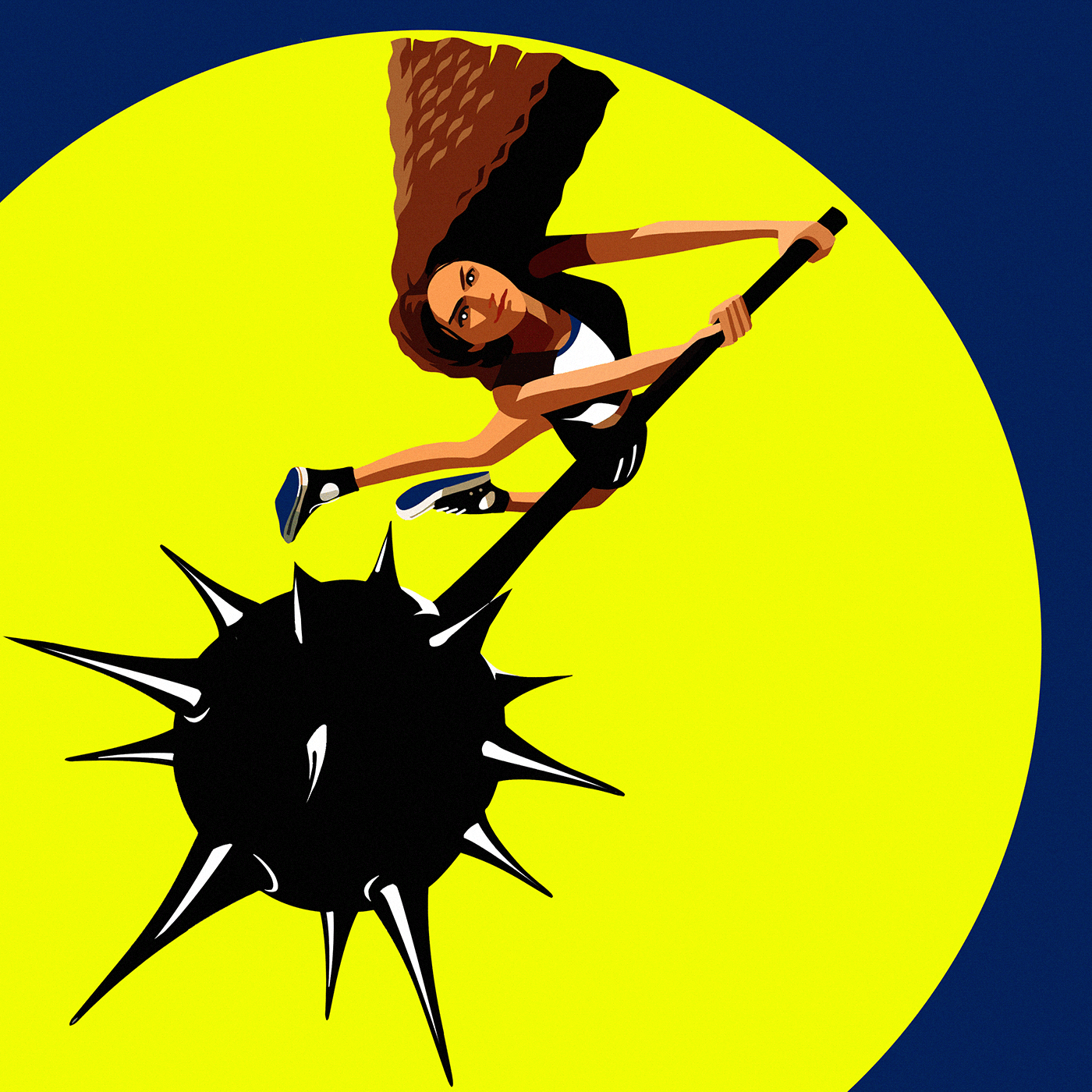 Sledgehammer athlete branding breakthrough character design fitness game geometric gymnastics illustration logo neon olympics sledgehammer sports woman women womens day workout