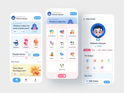 KwikQuiz App UI Gamification app clean design design system gamification gamify illustration kids app kwik leaderboard quiz simple system ui uiux user friendly ux whitespace