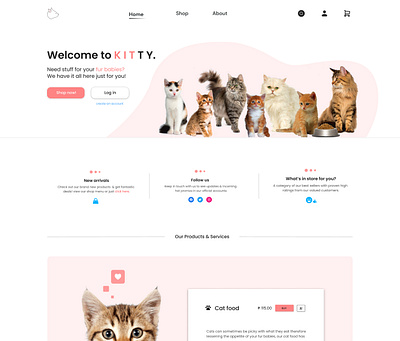 UI Design for an online cat supply shop branding logo ui