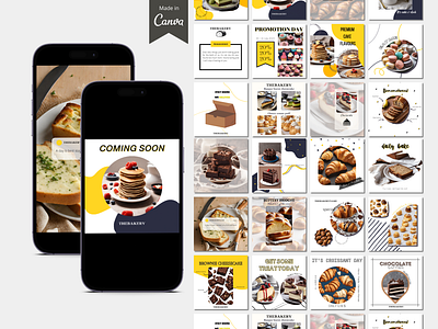 Bakery Template bakery branding canva design editable instagram nutrition post story template