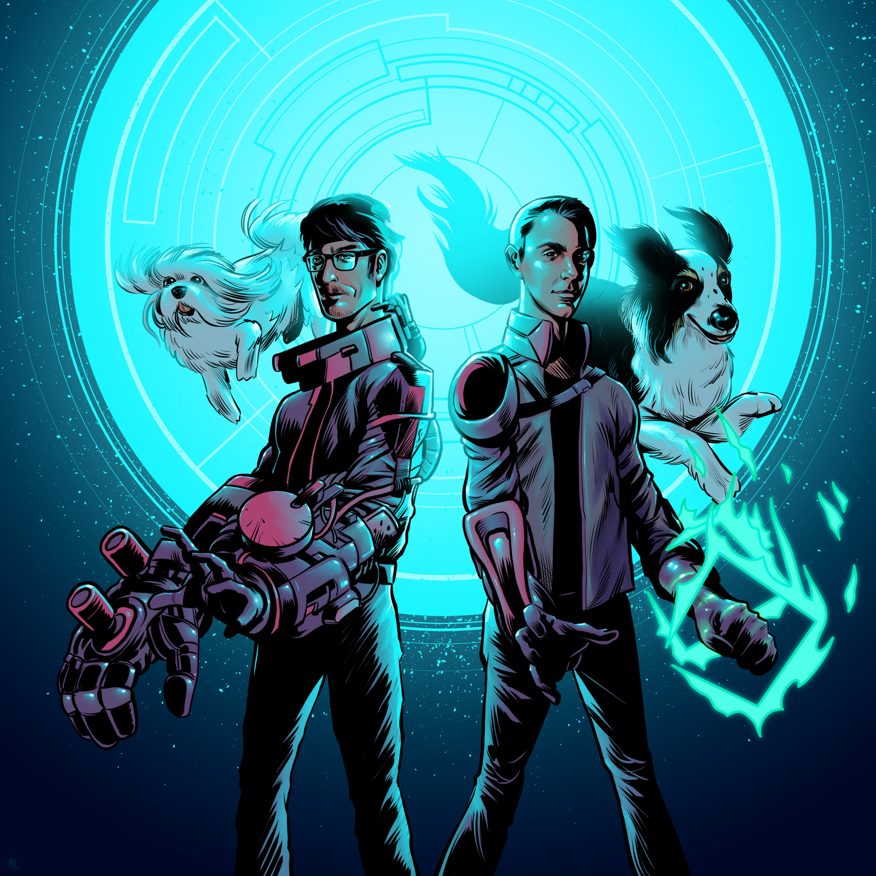 Nipri Music Illustration No. 3 album clip studio paint dogs illustration magic mech musician sci fi