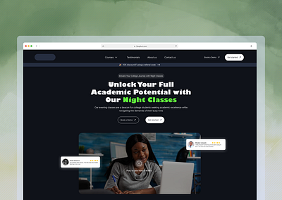 E-learning Platform for Night classes animation branding design e learning graphic design hero section illustration landing page logo ui ux vector website