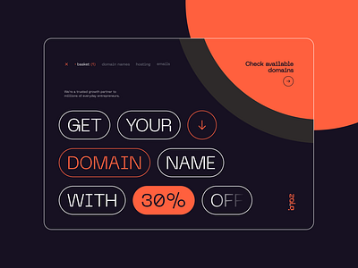 Domain Registrar | promo page concept bold branding bright concept dark theme design domain futuristic graphic design hosting landing page marketing minimalistic promo page typography ui vector web web design