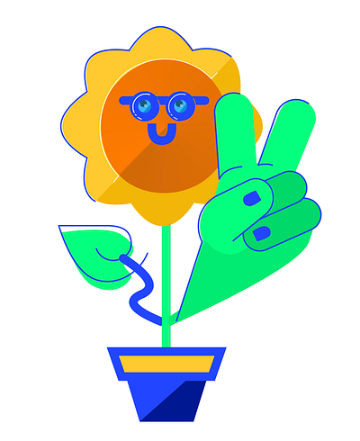 Sun flower peace branding design flower glasses green icon illustration peace sign shadow smile sunflower