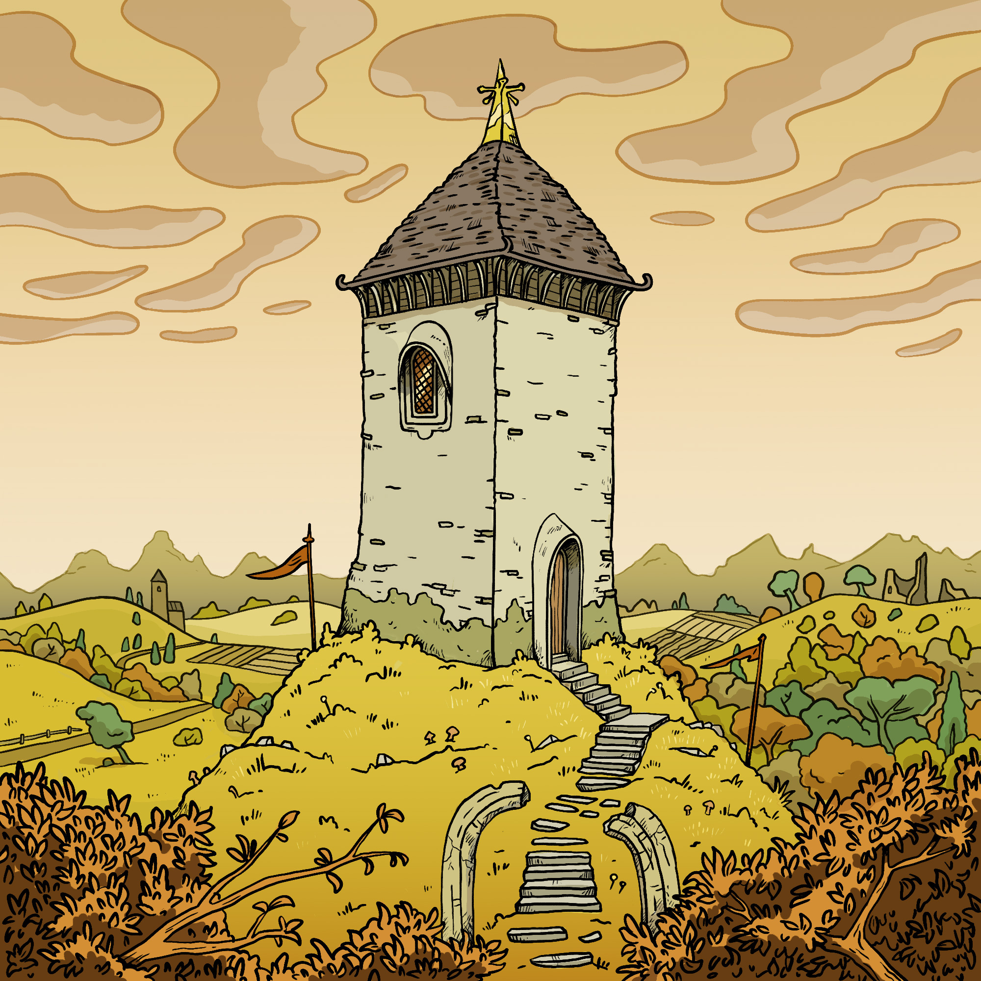 Autumnal Tower animation animation art digital art illustration visdev
