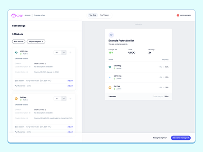 Cozy Admin: Set Creator/Manager admin crypto defi manage set manager ui