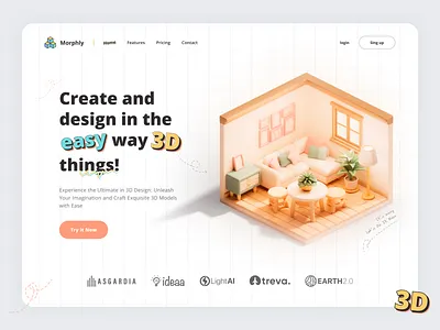 Morphly: AI 3D tool website 3d branding clean create design flat graphic design illustration logo ui ux web