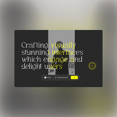 Hero section - Personal Portfolio blur branding dark mode design graphic design hero section logo neon portfolio typography ui ux web app website yellow