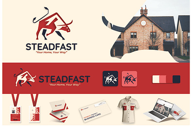 Steadfast Real Estate Logo bull estate bull logo for sale logo graphic design logo logo design modern logo professional real estate brand real estate logo real estate presentation