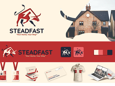 Steadfast Real Estate Logo bull estate bull logo for sale logo graphic design logo logo design modern logo professional real estate brand real estate logo real estate presentation