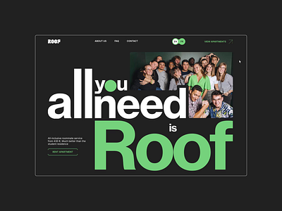 Roof. Student Apartment Rental Service animation branding corporate creative estate figma landingpage motion design real estate studio typography ui uprock ux web webdesign website website design