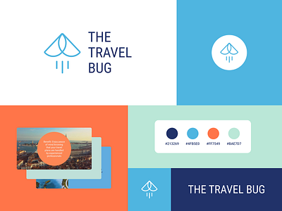 The Travel Bug brand branding bug color palette design graphic design guidelines illustration lettering logo style tile travel ui
