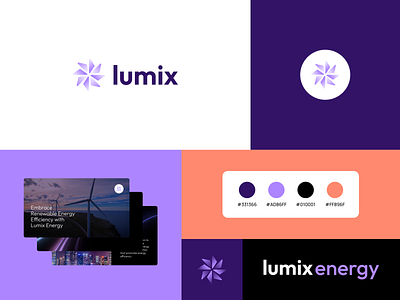 Lumix brand guidelines branding business color palette design energy graphic design illustration logo style tile ui vector windmill