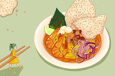 mi quang illustration for "foodies" show art design illustration
