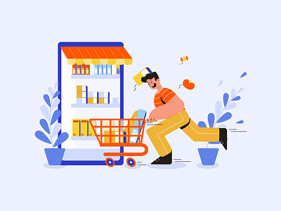 Grocery Illustration - Shopping catalog convenience convinience store flat food selection fruits grocery grocery items grocery shopping illustration market online order online shopping product shopping cart shopping list supermarket trolley vector vegetables