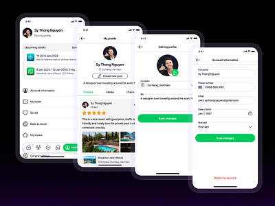 User Profile UI Design Travel Booking App booking app booking travel app profile design app travel app user profile ui design