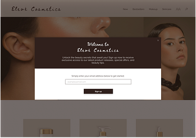 Pop-up Overlay DailyUI #016 adobe branding button contrast cosmetics dailyui e commerce figma illustration inspiration makeup overlay pop up responsive web design sign up skincare ui ux writing