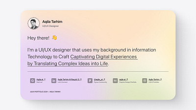 UI/UX PORTFOLIO AQILA TARHIM 2024 graphic design mobile app portfolio portfolio ui ux uiux portfolio user interface web app