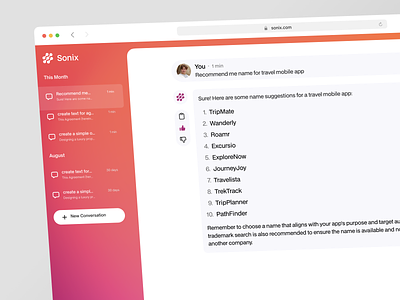 Sonix - Chat AI Platform ai artificial intellegence bot chat ai chat assistant chatgpt clean copy ai dashboard design design open ai platform product saas ui ux web app web design webdesign website app