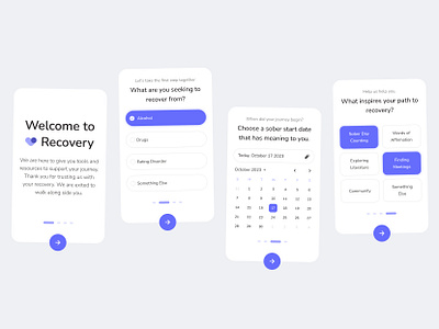 Recovery App Onboarding ~ Your Customized Experience app branding figma graphic design logo mobile motion typography ui