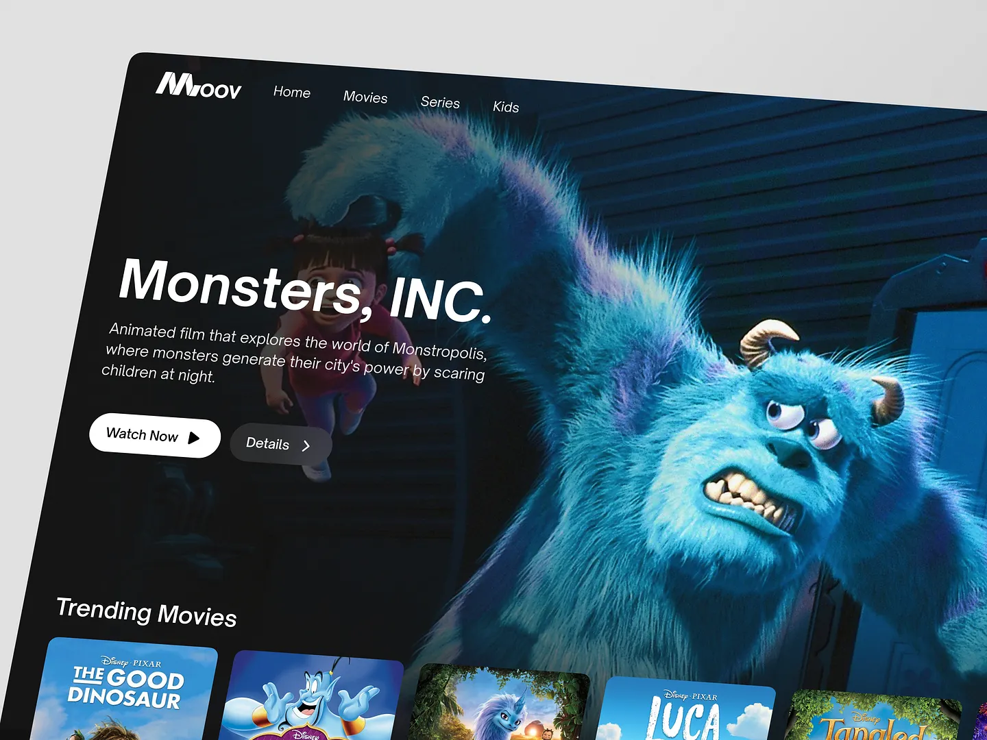 Engaging Movie Website Design: Moov Landing Page