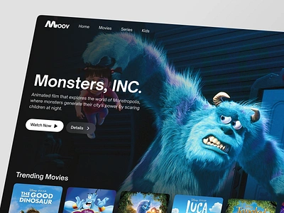 Moov - Movie Landing Page cinema film filmography minimal movie movie search movies online tv smart movie streaming tv ui video web web page website