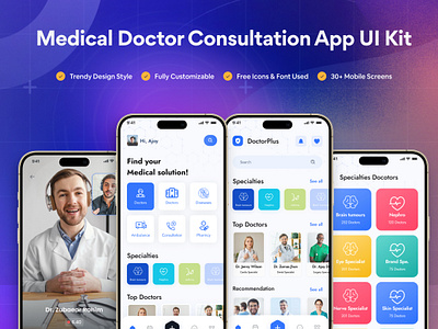 DoctorPlus - Medical Doctor Consultation App UI Kit yoga