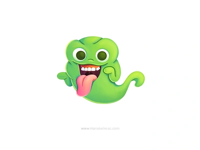 Slimer 80s cartoon character children cute design fanart ghost ghostbusters illustration kawaii kids mexico pegajoso slimer tongue