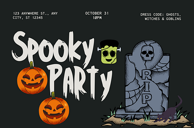 Spooky Party banner canva canva design canva halloween cards design flyer graphic design halloween halloween design halloween flyer halloween night halloween t shirt halloween video hallwoween poster october poster pumpkin scary short video trick or treat