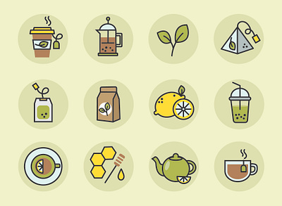 tea icons art artwork design graphic design icon illustration menu tea tea icons vector