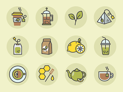 tea icons art artwork design graphic design icon illustration menu tea tea icons vector