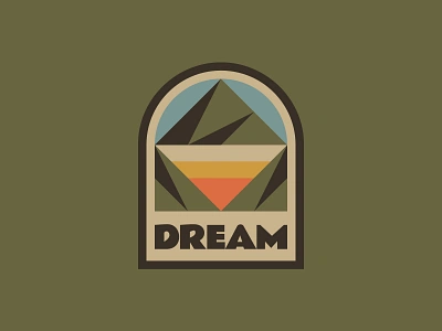 Dream adventure badge emblem logo mountain nature outdoor retro